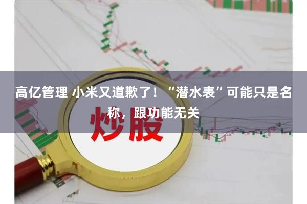 高亿管理 小米又道歉了！“潜水表”可能只是名称，跟功能无关